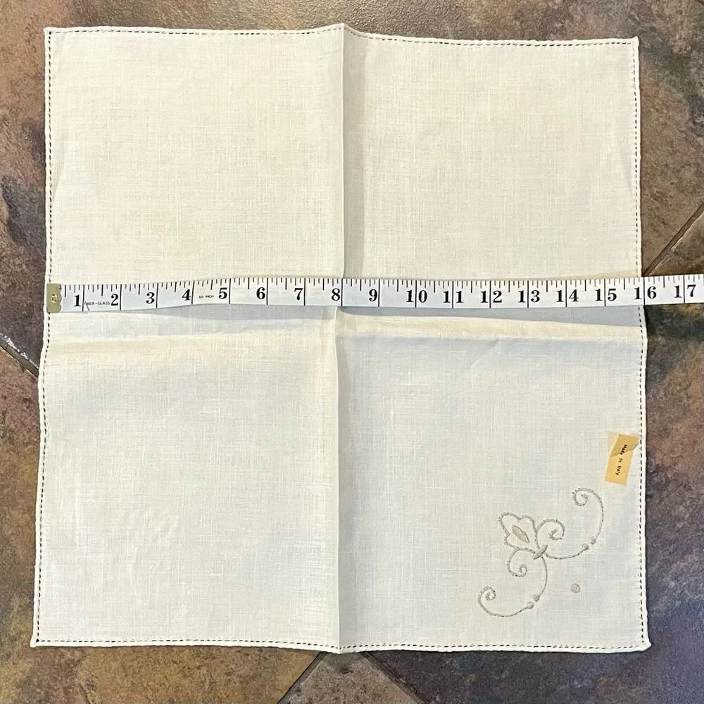 Italian Embroidered Cloth Napkins Set of 11